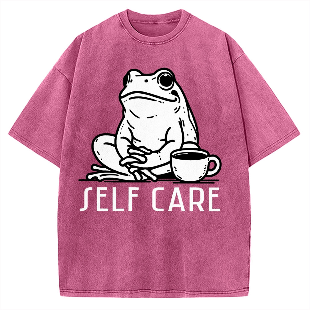 Self Care Frog Vintage Washed T-shirt