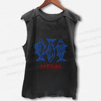 Unisex Vintage Sardine Printed Washed Tank Top