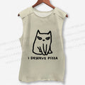 Unisex I Deserve Pizza Cat Printed Washed Tank Top
