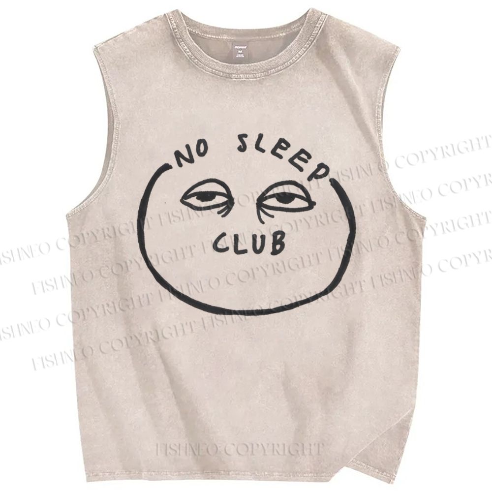 Unisex No Sleep Club Printed Washed Tank Top