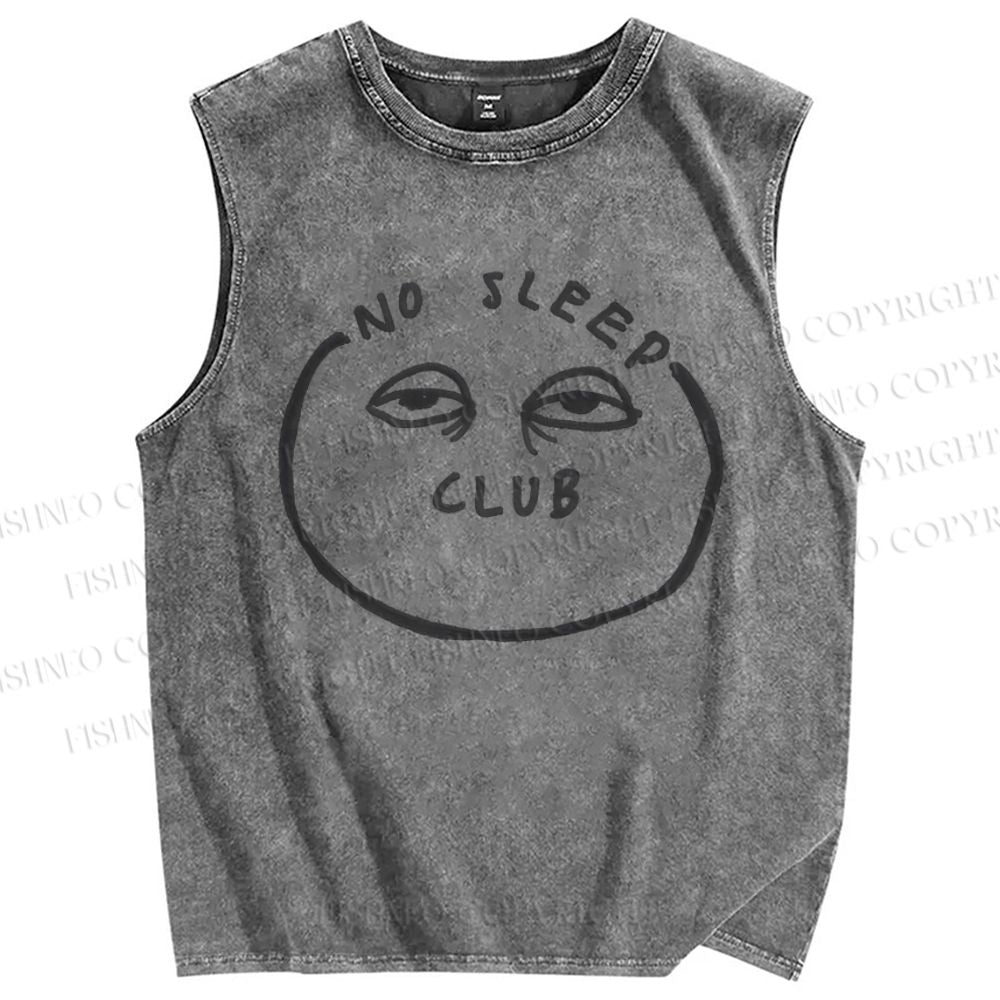 Unisex No Sleep Club Printed Washed Tank Top