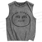 Unisex No Sleep Club Printed Washed Tank Top