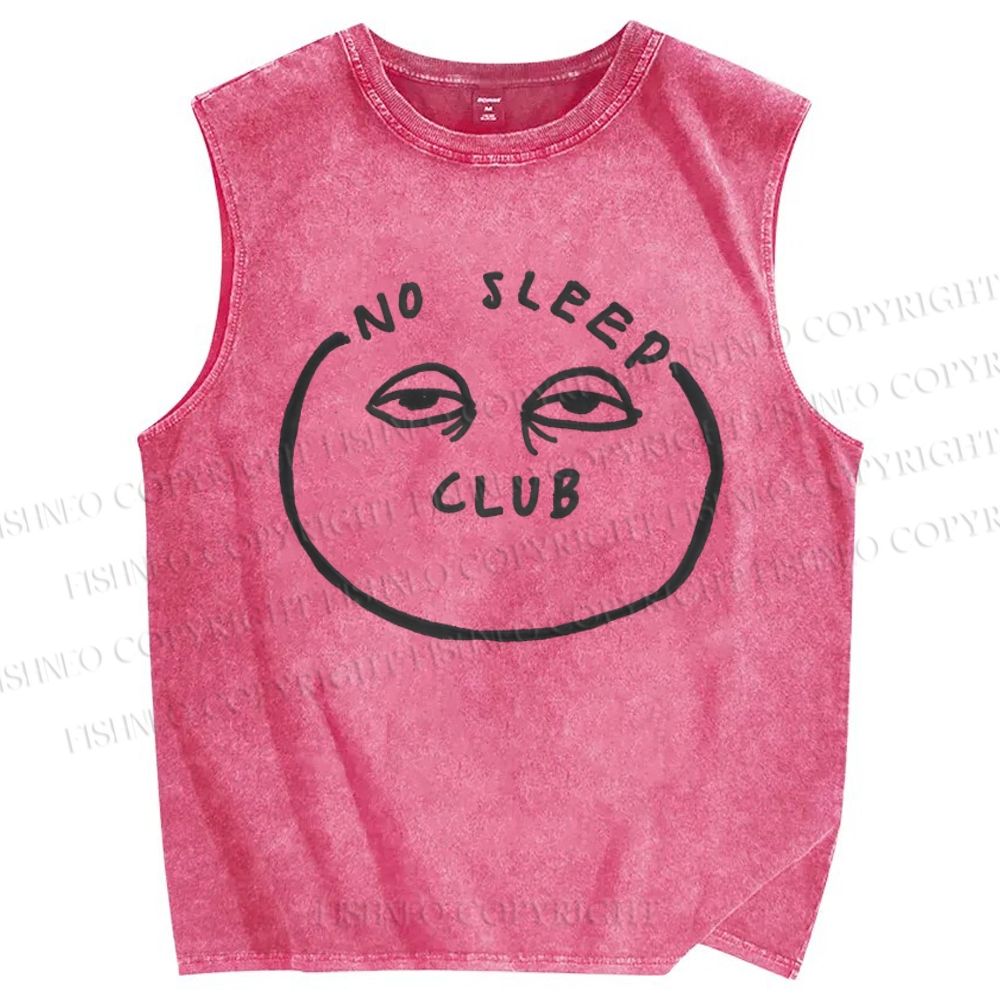 Unisex No Sleep Club Printed Washed Tank Top