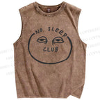 Unisex No Sleep Club Printed Washed Tank Top