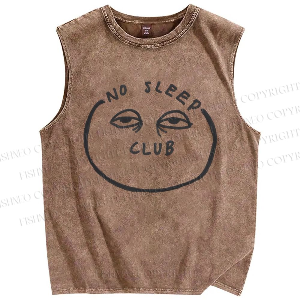 Unisex No Sleep Club Printed Washed Tank Top