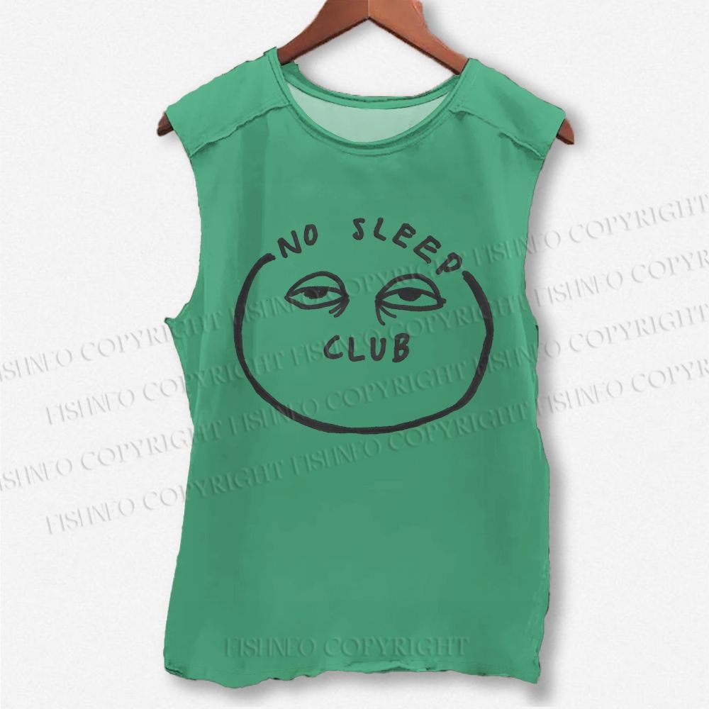 Unisex No Sleep Club Printed Washed Tank Top