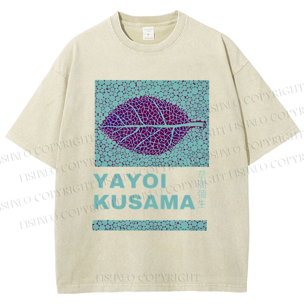 Yayoi Kusama Purple Leafe Washed T-Shirt