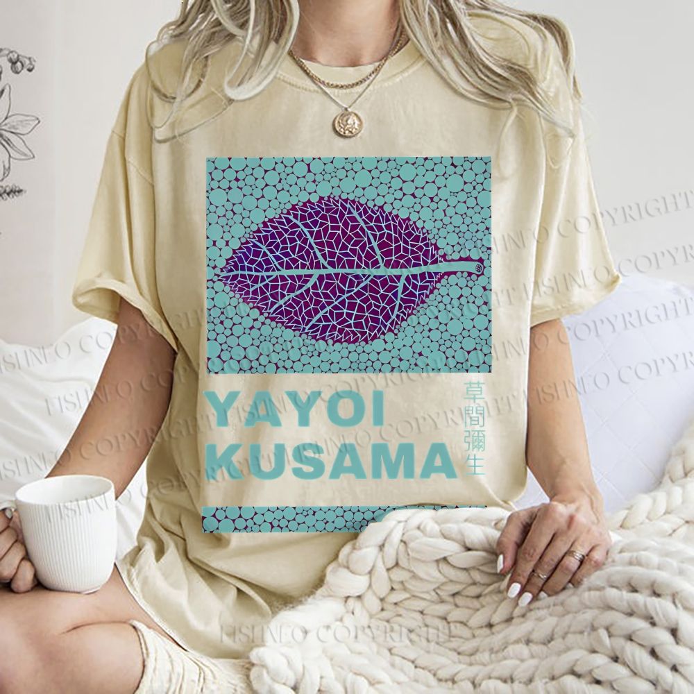 Yayoi Kusama Purple Leafe Washed T-Shirt