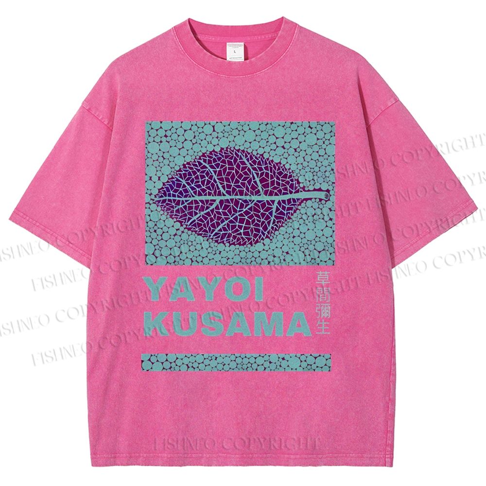 Yayoi Kusama Purple Leafe Washed T-Shirt