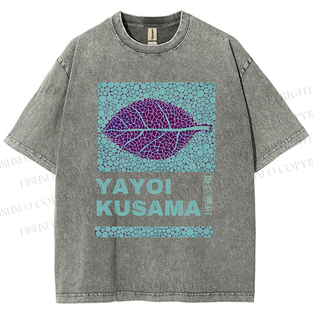 Yayoi Kusama Purple Leafe Washed T-Shirt