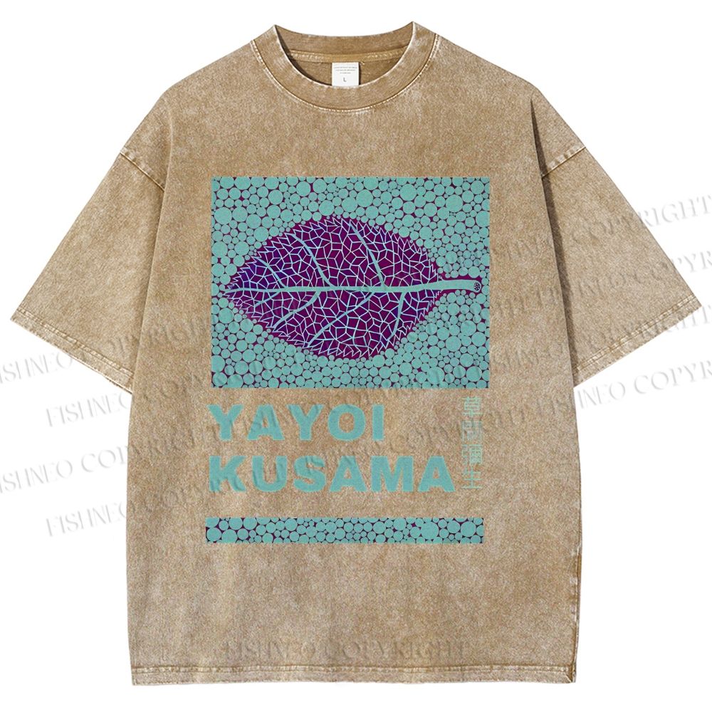 Yayoi Kusama Purple Leafe Washed T-Shirt