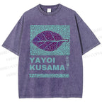 Yayoi Kusama Purple Leafe Washed T-Shirt