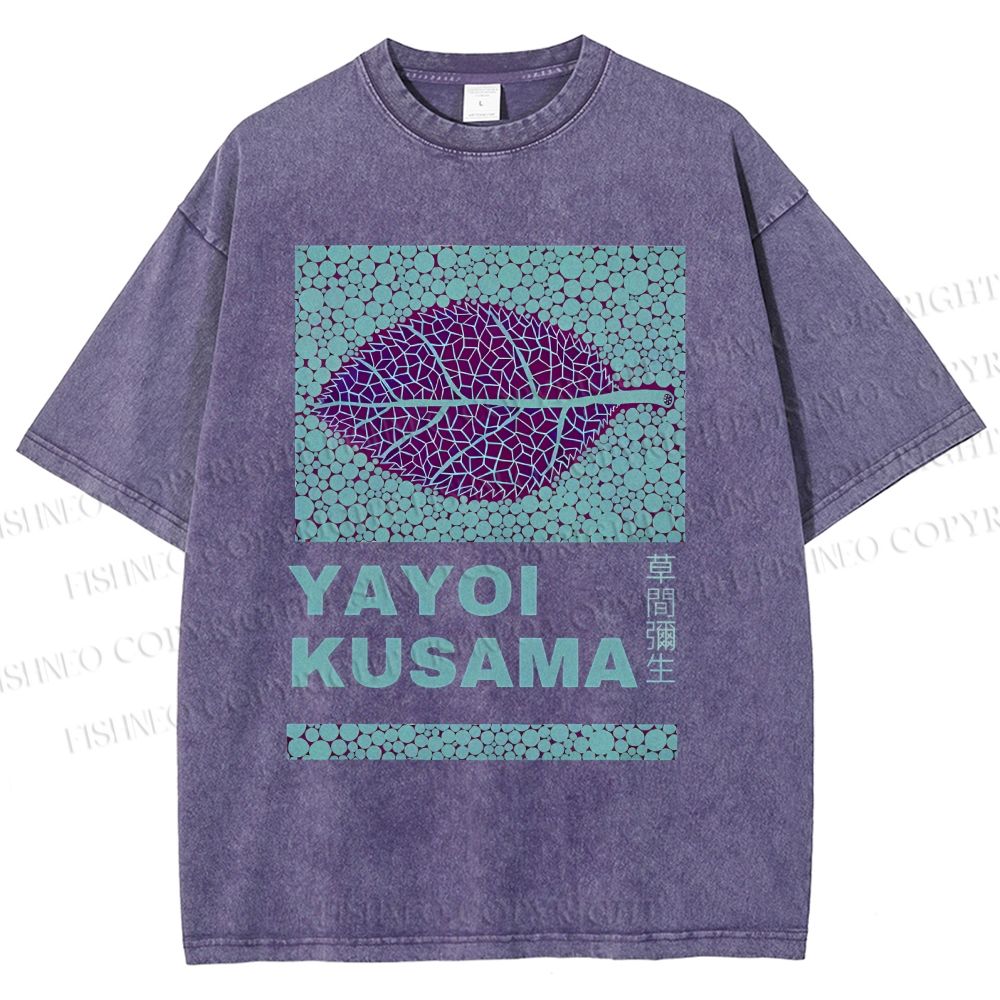 Yayoi Kusama Purple Leafe Washed T-Shirt