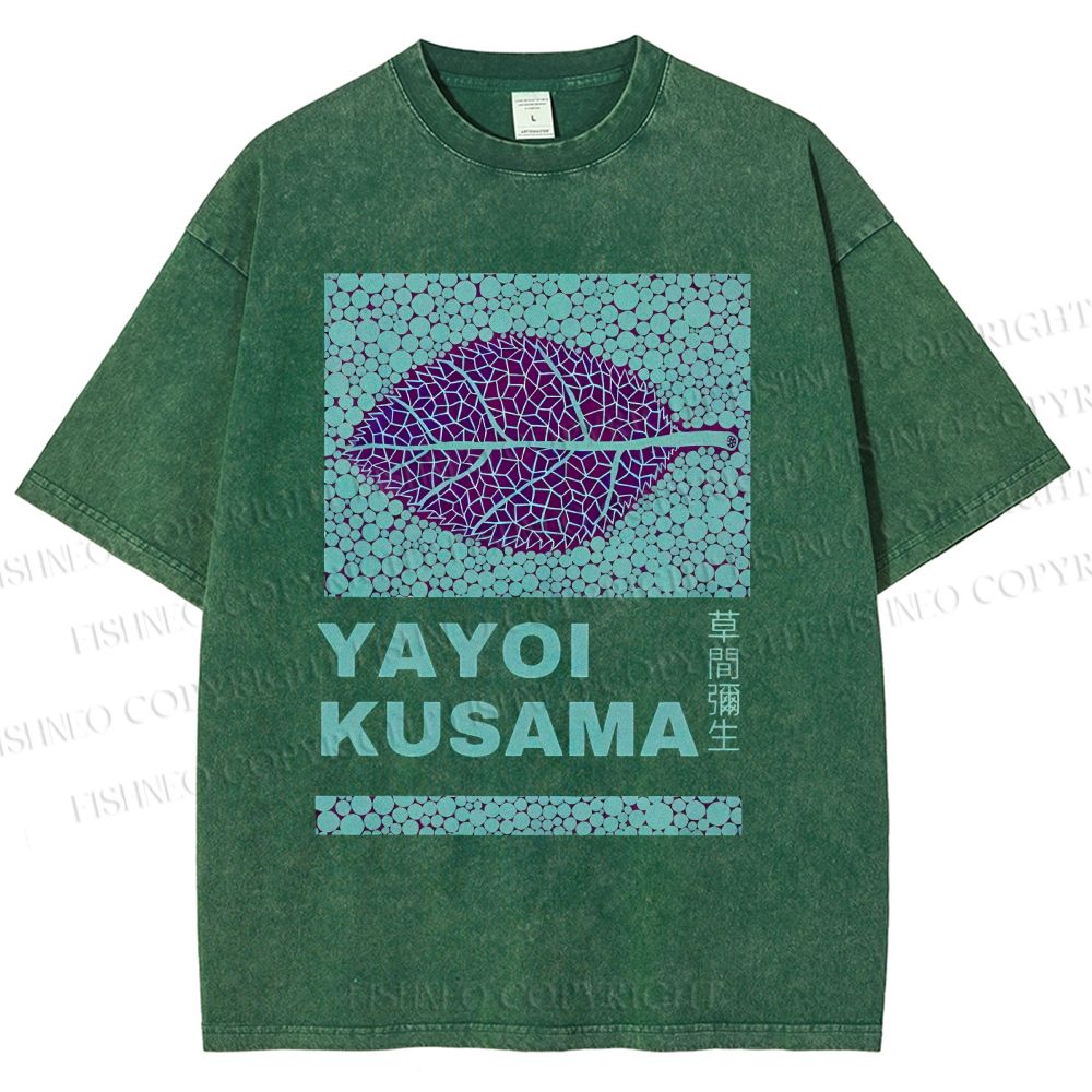 Yayoi Kusama Purple Leafe Washed T-Shirt