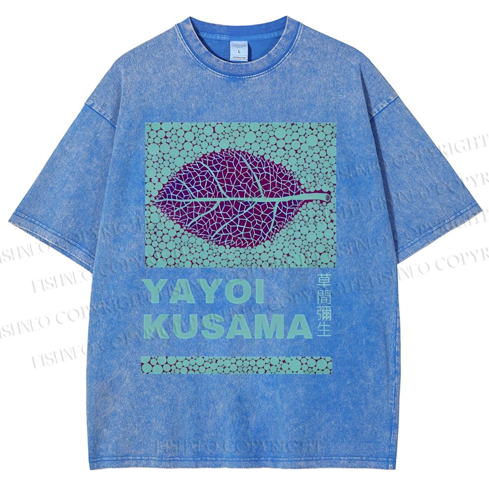 Yayoi Kusama Purple Leafe Washed T-Shirt