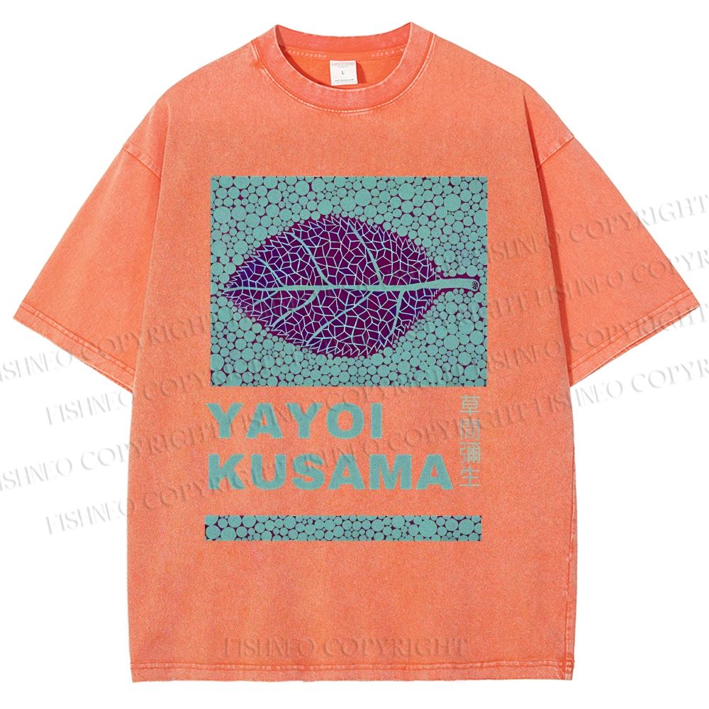 Yayoi Kusama Purple Leafe Washed T-Shirt