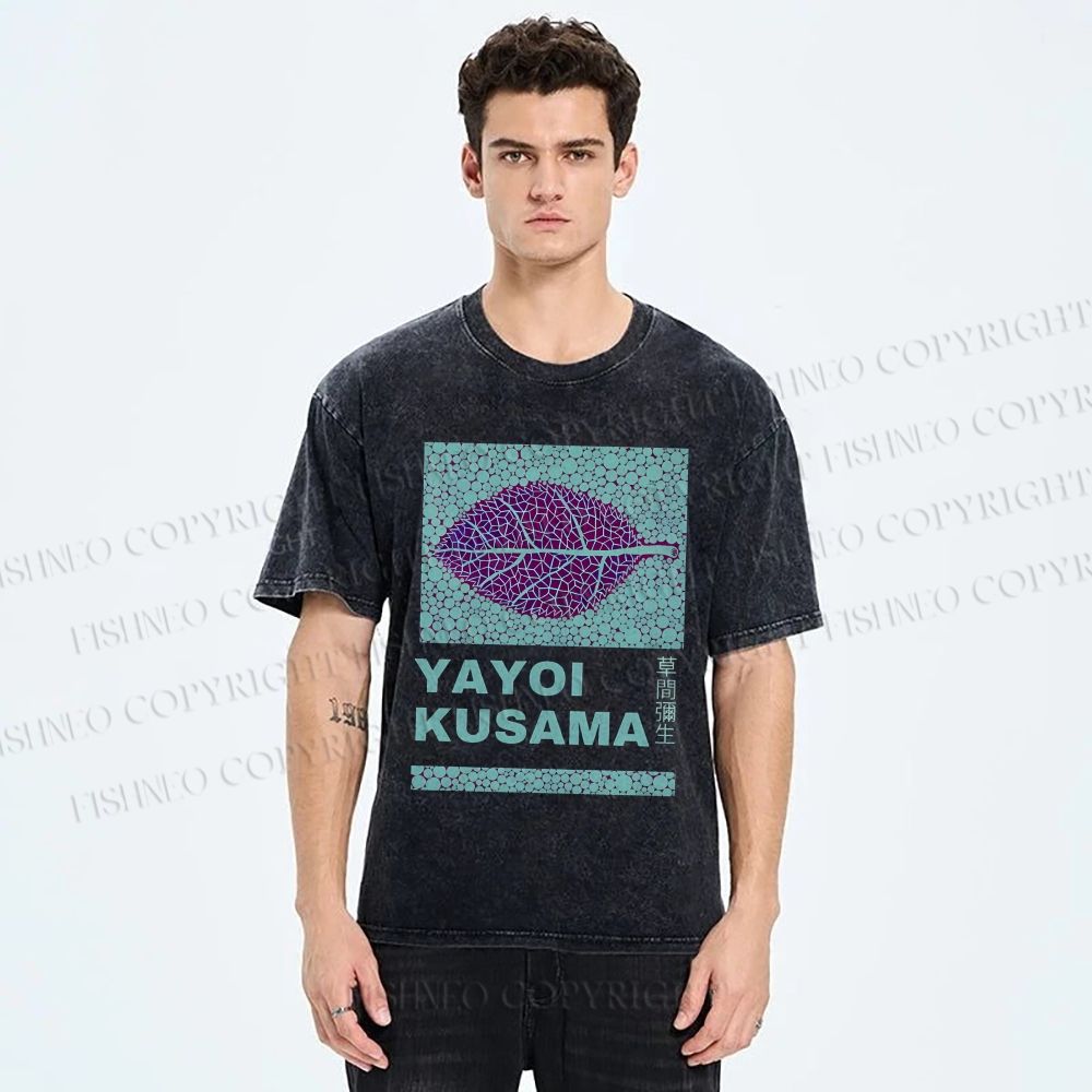 Yayoi Kusama Purple Leafe Washed T-Shirt