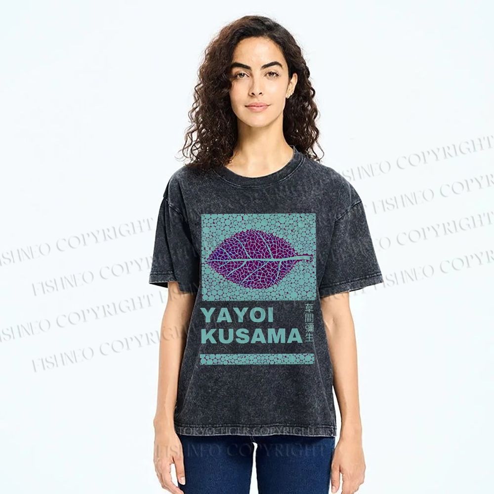 Yayoi Kusama Purple Leafe Washed T-Shirt