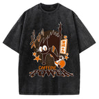 Caffeine Power Cat Anime Japanese Vintage Washed T-shirt