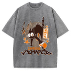 Caffeine Power Cat Anime Japanese Vintage Washed T-shirt