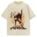 Caffeine Power Cat Anime Japanese Vintage Washed T-shirt