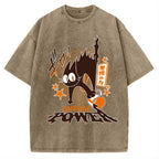 Caffeine Power Cat Anime Japanese Vintage Washed T-shirt