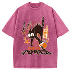 Caffeine Power Cat Anime Japanese Vintage Washed T-shirt