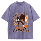 Caffeine Power Cat Anime Japanese Vintage Washed T-shirt