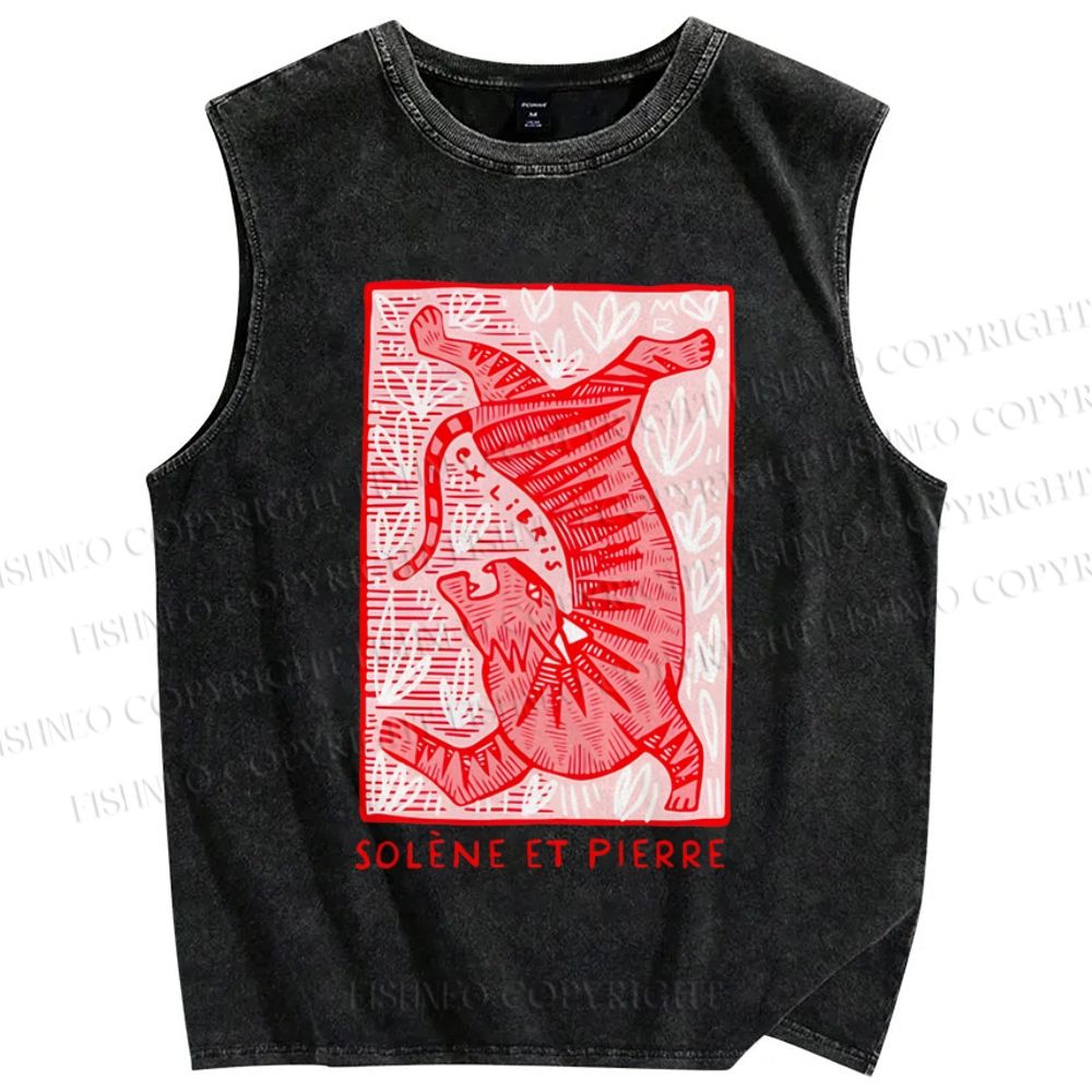 Unisex Ex libris Printed Washed Tank Top