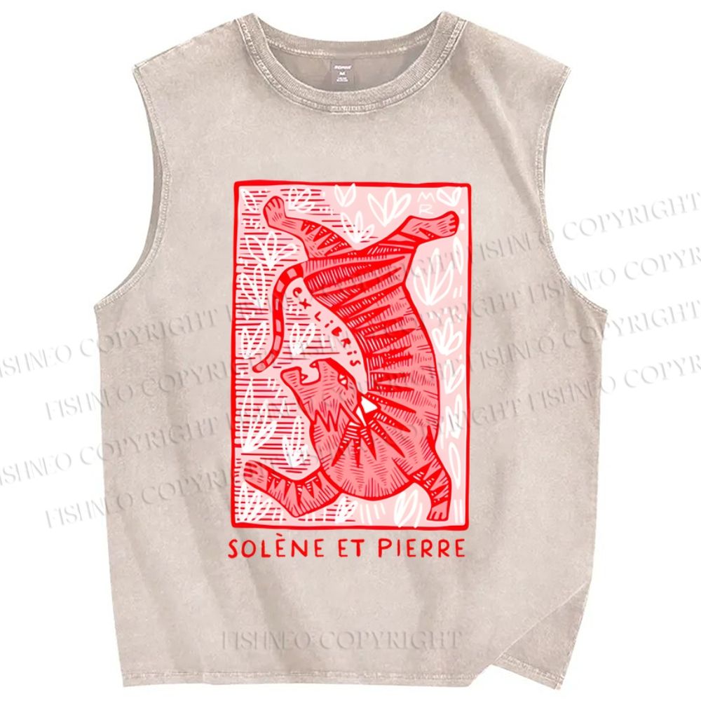 Unisex Ex libris Printed Washed Tank Top