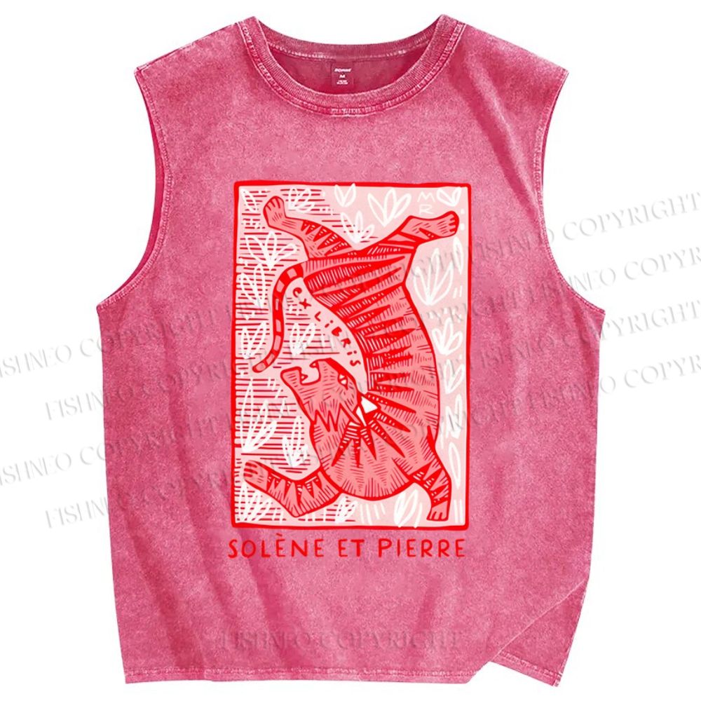 Unisex Ex libris Printed Washed Tank Top