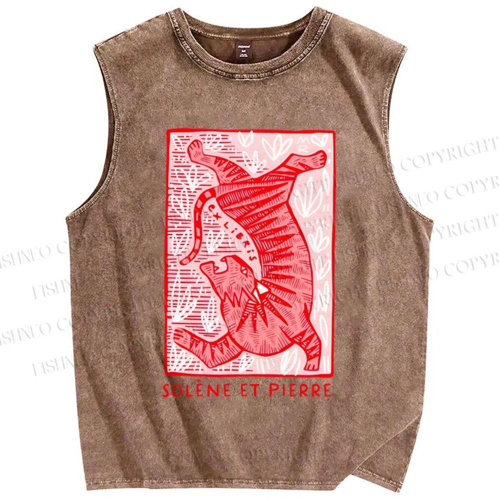 Unisex Ex libris Printed Washed Tank Top
