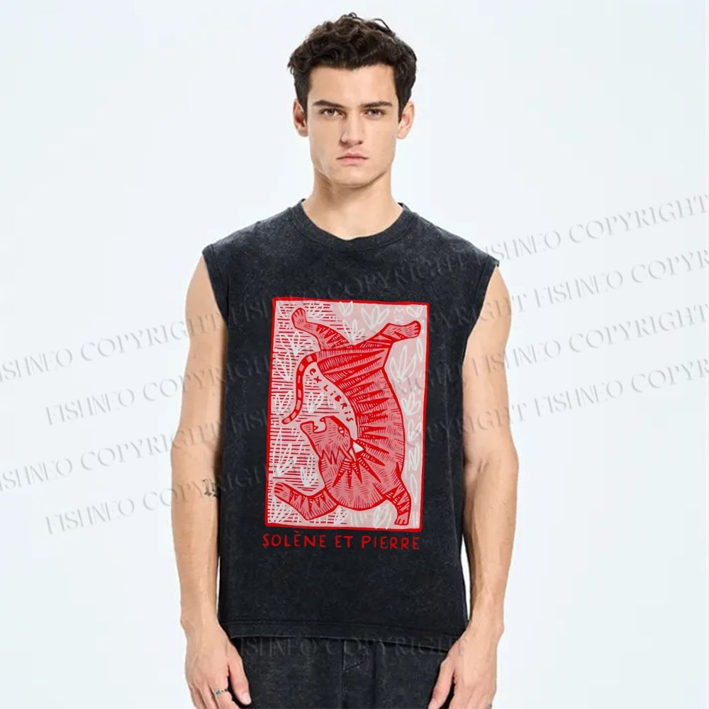 Unisex Ex libris Printed Washed Tank Top
