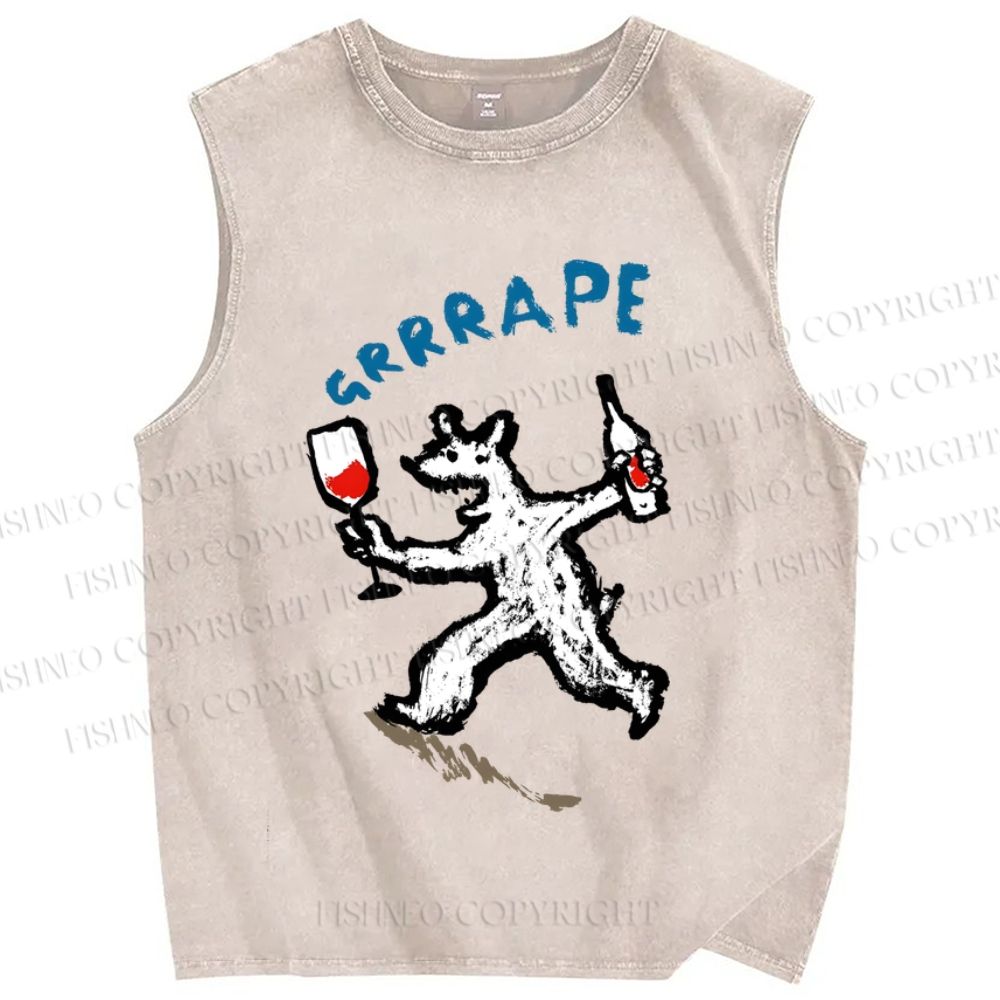 Unisex Grrrape Printed Washed Tank Top