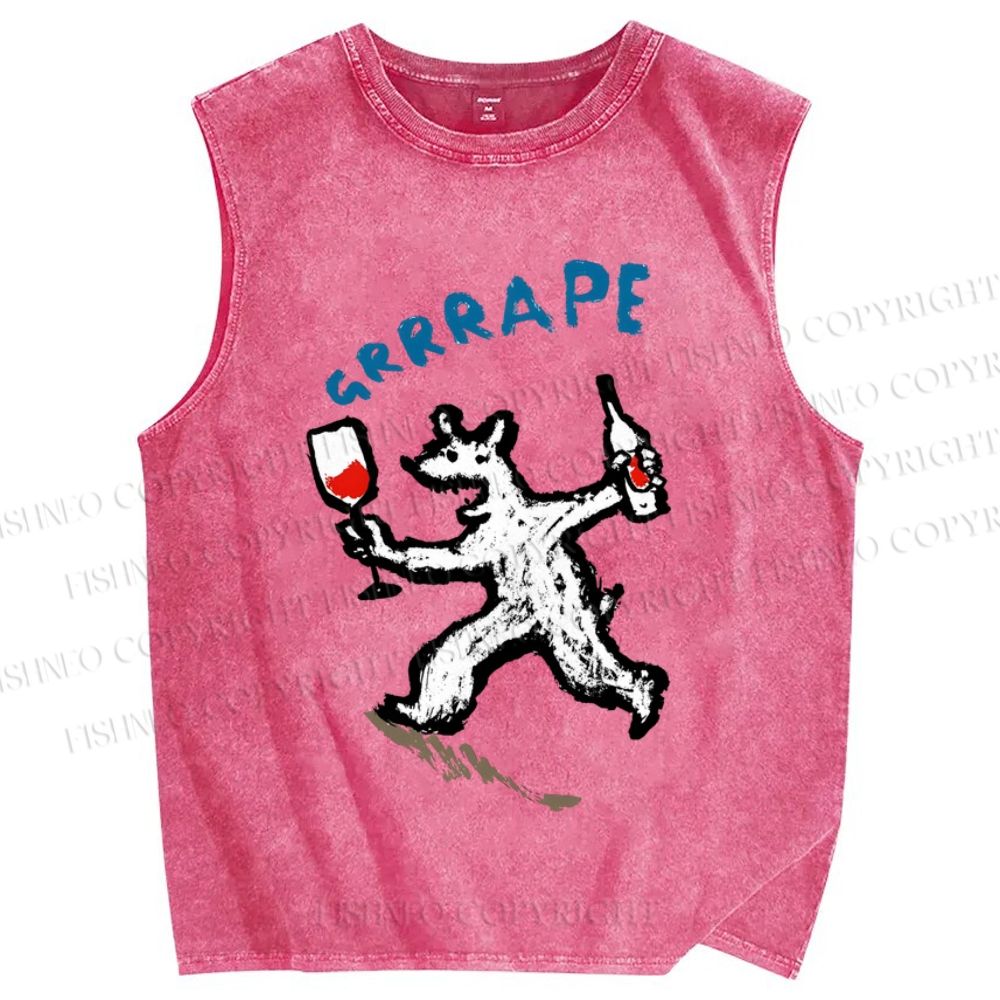 Unisex Grrrape Printed Washed Tank Top