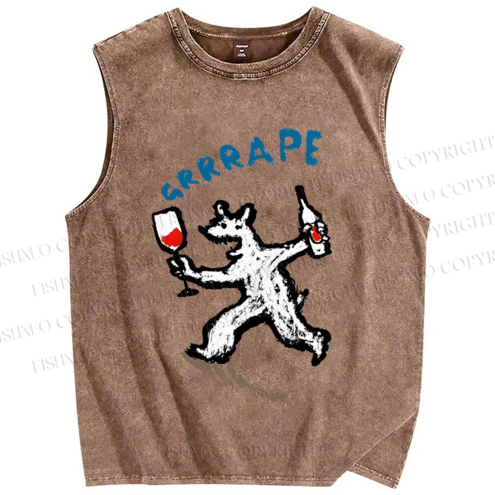 Unisex Grrrape Printed Washed Tank Top