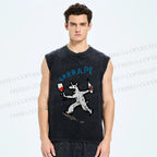 Unisex Grrrape Printed Washed Tank Top