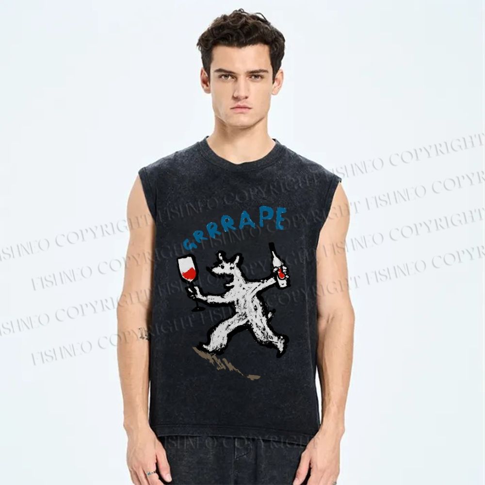 Unisex Grrrape Printed Washed Tank Top