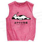 Unisex Cow Printed Washed Tank Top