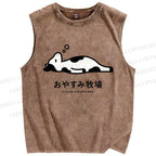 Unisex Cow Printed Washed Tank Top