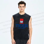 Unisex Tiger Printed Washed Tank Top