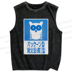 Unisex Fire Extinguishing Equipment Printed Washed Tank Top