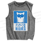 Unisex Fire Extinguishing Equipment Printed Washed Tank Top