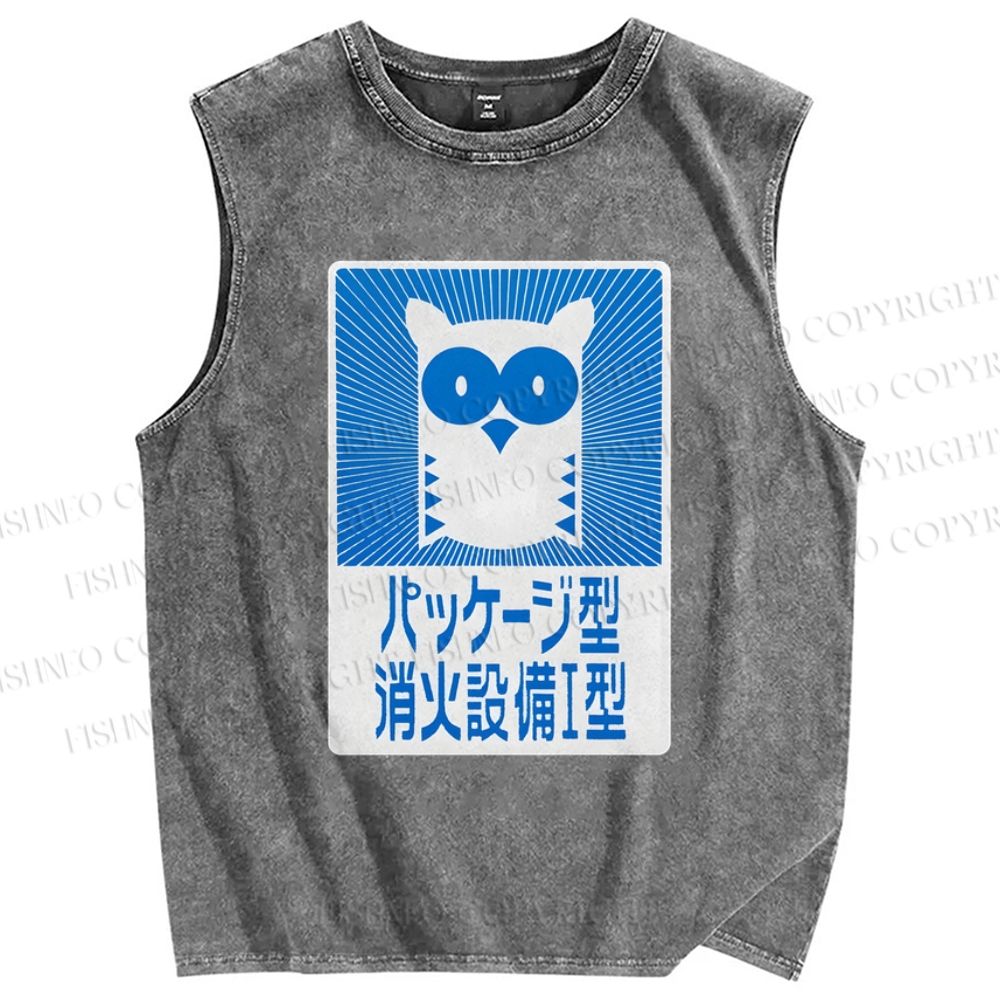 Unisex Fire Extinguishing Equipment Printed Washed Tank Top