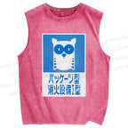 Unisex Fire Extinguishing Equipment Printed Washed Tank Top