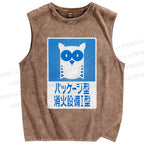 Unisex Fire Extinguishing Equipment Printed Washed Tank Top