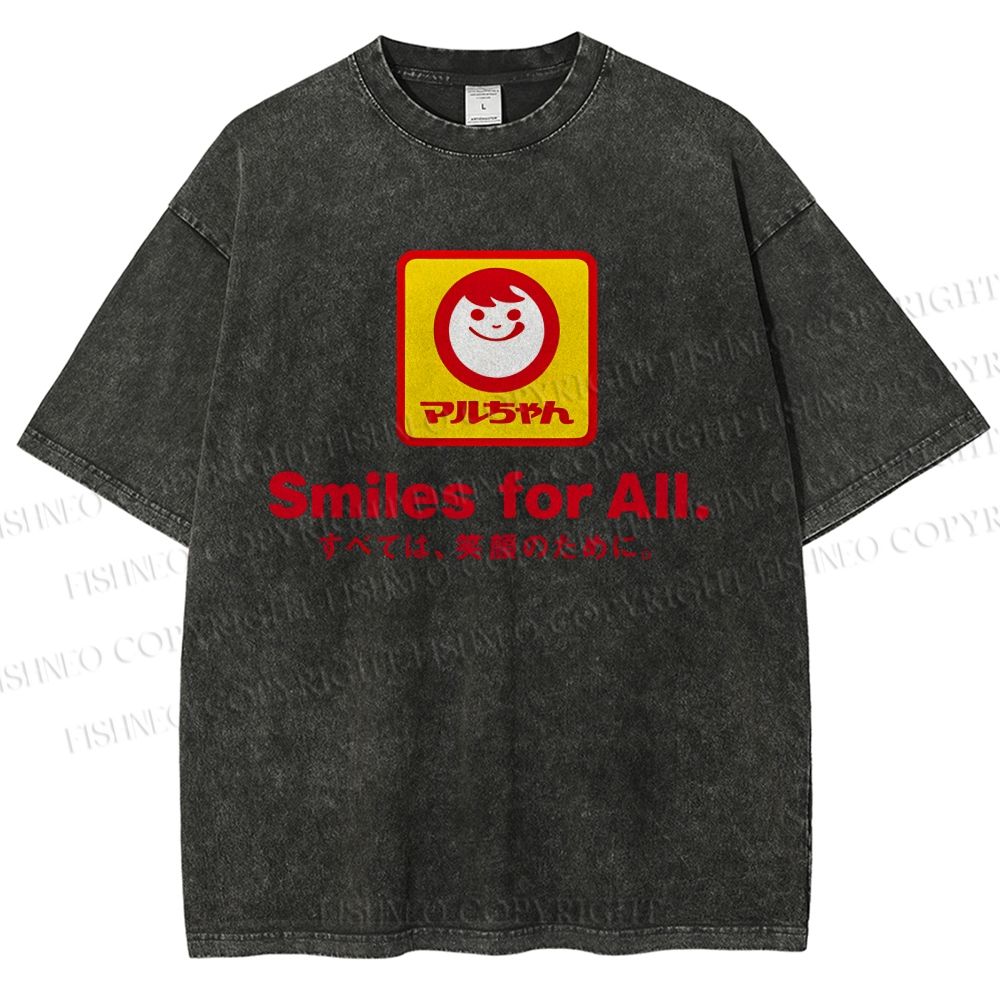 Unisex Smiles For All Printed Washed Tee