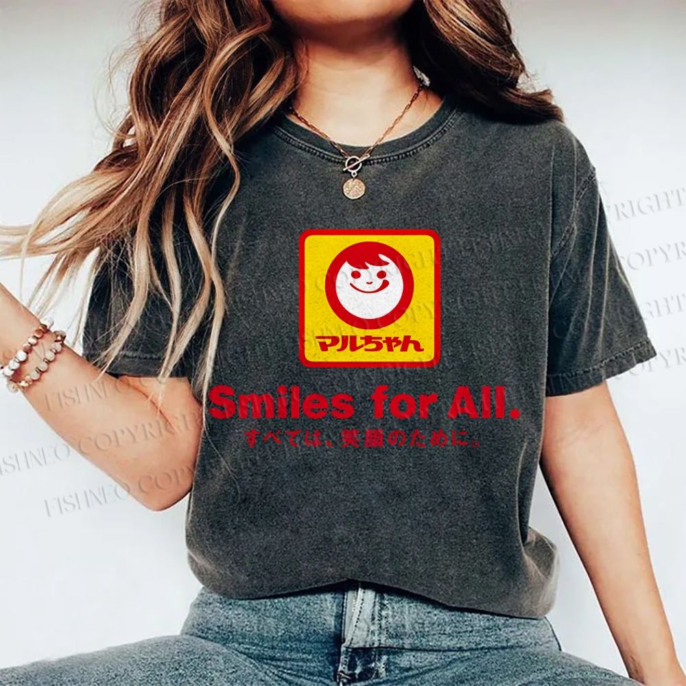 Unisex Smiles For All Printed Washed Tee