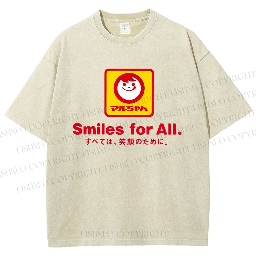 Unisex Smiles For All Printed Washed Tee