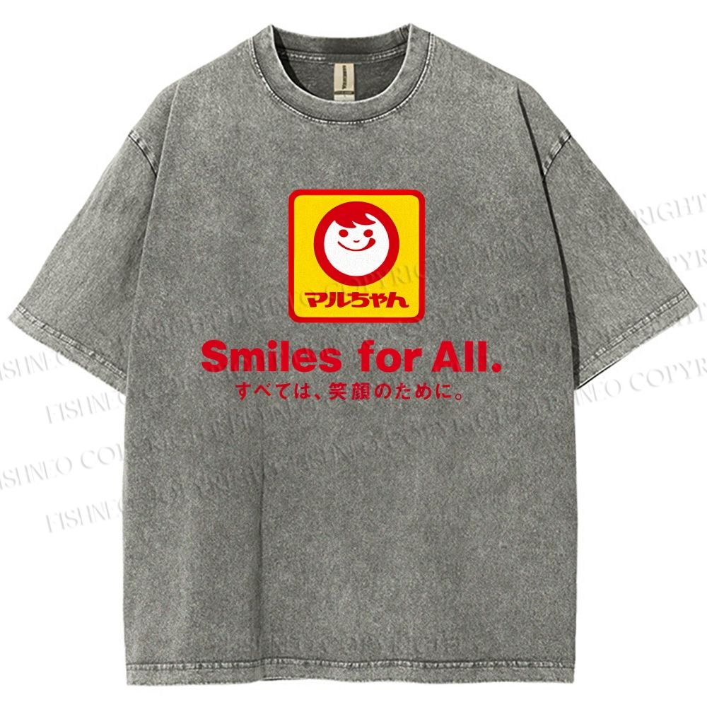 Unisex Smiles For All Printed Washed Tee
